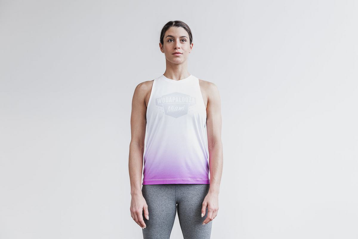 Nobull Wodapalooza High-Neck Dip-Dye Women\'s Tank Tops White | Australia (WK3170)